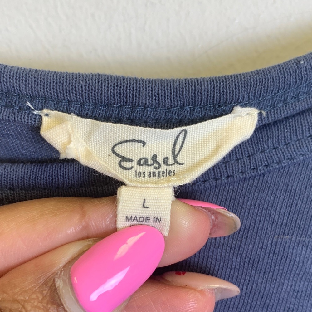easel Slate Blue Long Sleeve Asymmetrical Tunic - Picture 2 of 5